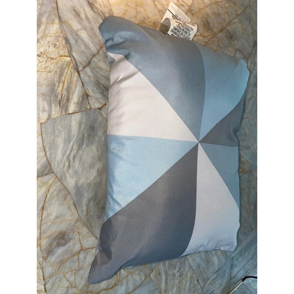 Mainstays Marble Diamond Decorative Pillow Blue Grey White Geometric 12x16